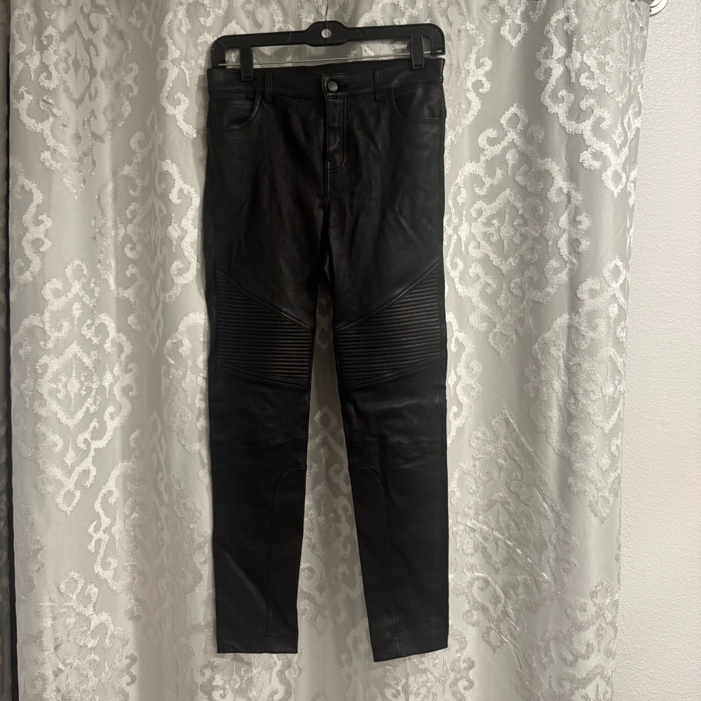 Vince Sz 6 Black Leather Moto Pants
